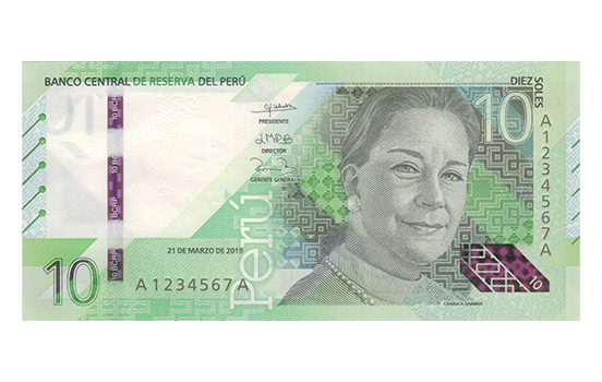 Anverso del billete de S/ 10